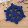 Handwoven navy blue cotton rope ship's wheel pet chew toy for dog dental cleaning - Ship Wheel