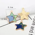 Star and moon alloy pendants with blue glitter resin for DIY handmade jewelry crafts - 2.1x2.4cm