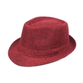 Classic wine red men's sun hat with breathable woven texture and stylish fedora design - One Size 58cm / Burgundy