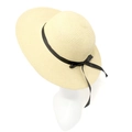Klassischer beiger Strohhut für Damen mit elegantem schwarzem Band und Schleifendekor - M (56-58cm) / Lange Streamer / Beige