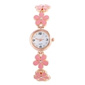 Elegante rotgoldene Quarz-Damenuhr mit rosa Blumen-Metallarmband und weißem Zifferblatt - Rosa (Nur Uhr)