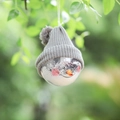 Adorno navideño de muñeco de nieve en bola transparente con espuma y gorro de punto - Gris