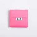 Pink foldable Oxford cloth shopping bag in square folded shape with BAG label - Pink