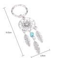 Dimensioni dettagliate del portachiavi acchiappasogni argento con piume e perla blu - Stile Nappina Lunga M201