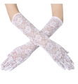 Elegant white floral lace gloves in extra long design for formal occasions and sun protection - White 45cm