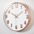 Orologio da parete silenzioso oro rosa con numeri 3D su quadrante bianco - Quadrante Bianco Cifre Oro Rosa