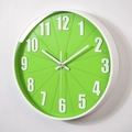 12-inch silent wall clock with grass green dial and 3D white numerals in modern style - Green Face White Frame