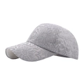 Women's baseball cap in silver grey lace fabric with floral embroidery and mesh details - Adjustable / Gray