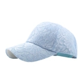 Women's light blue baseball cap featuring delicate floral lace and curved brim - Adjustable / Blue