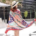 Ethnic style cotton linen sun protection scarf with vintage print for beach holidays - 180cm / Vintage Multicolor Mandala Style (L106)