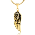 Collana con ciondolo ad ala dorata lucida e catena a scatola con dettagli vintage - Solo Ciondolo (Senza Catena) / Oro e Nero