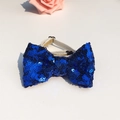 Sparkling dark blue sequined pet bowtie with adjustable elastic strap for dog parties - Bow Tie / Sapphire Blue
