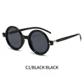 Gafas de sol redondas vintage con montura negra y lentes grises de alta calidad - Montura Negra Lentes Gris Negro