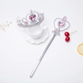 Silberne Krone und Zauberstab Set mit rosa Herzsteinen für Prinzessinnen Kostüm Partys - Rosa Zweiteiliges Set