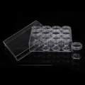 Clear acrylic storage box with 12 small round jars for jewelry and craft supplies - 12-Grid High Anti-oxidation Box