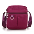 Borsa a tracolla in nylon viola con tracolla regolabile e design multitasche pratico - Grande / Viola scuro