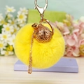 Porte-clés mignon pompon jaune avec clochette dorée et gland pour décoration sac - Emballage unique en sac OPP / Boule De Poils Jaune Gongling