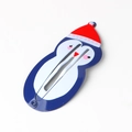 Cute penguin hair clip with red Christmas hat, blue and white painted metal BB clip - Penguin