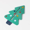 Green Christmas tree hair clip with colorful polka dots on a metal BB barrette - Christmas Tree