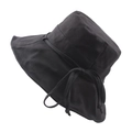 Breiter schwarzer Sonnenhut aus Baumwollleinen mit Schleife für Damen zum UV-Schutz - Ca. 58 / Schwarz