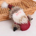 Hanging Santa Claus plush ornament with knitted hat and linen body for Christmas decor - Santa Claus Plush Pendant / Red/White