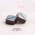 Dark brown square resin chocolate charm with Sweet engraving for DIY keychain craft - SWEET - Dark Coffee