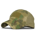 Close-up of tactical camo hat with front velcro patch area and breathable mesh design - Adjustable / Woodland Camo(5)