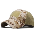 Close-up of tactical camo cap featuring front patch area and breathable mesh panels - Adjustable / Desert Digital Camo(6)