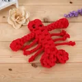Handwoven red cotton rope dog toy in lobster shape for pet teeth cleaning and play - Crawfish