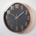 Orologio da parete silenzioso 30 cm con cornice oro rosa e quadrante nero 3D - Quadrante Nero Cifre Oro Rosa