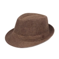 Men's dark brown woven fedora hat with breathable fabric for sun protection outdoors - One Size 58cm / Coffee