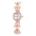 Elegante Damenarmbanduhr in Roségold mit Blumenarmband, weißem Zifferblatt und Quarzwerk - Weiß (Nur Uhr)