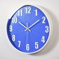 Modern 12 inch silent wall clock featuring a navy blue dial with 3D white numerals - Blue Face White Frame