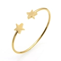 Elegant gold double star open cuff bracelet made of premium titanium steel with satin finish - Gold