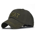 Detail of 3D SWAT embroidery on olive green cotton tactical camouflage baseball cap - Adjustable / Army Green