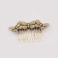 Detail of three vintage bronze-finished butterflies on a metal hair comb accessory - H21 Ancient Gold