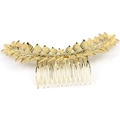 Peine de pelo vintage dorado con hojas de aleación para accesorios de peinado - Dorado