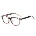 Classic square TR90 sunglasses in a stylish black and translucent pink two-tone finish - Black Pink Frame Anti-Blue Light Lens