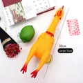 Classic 38cm large yellow screaming chicken squeeze toy with red bowtie and funny expression - 38cm / Large