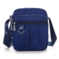 Dark blue nylon crossbody bag with multiple zippers and adjustable strap for women - Large / Dark Blue