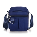 Borsa a tracolla da donna in nylon blu con tasche multiple e tracolla regolabile in vita - Piccolo / Blu scuro