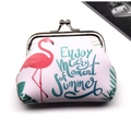 Pink flamingo print small coin purse with silver metal clasp and summer quote - Flamingo Pattern 4
