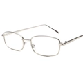 Montatura per occhiali rettangolare classica in metallo argento con stanghette sottili - Montatura Argento Lente Chiara