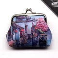 Vintage kiss-lock coin purse with traditional Chinese water town oil painting print - Landscape Style 5