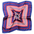 Elegant 50cm square satin scarf with red white and blue geometric stripes pattern - Striped