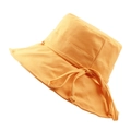 Leuchtend gelber Sonnenhut für Damen mit stilvoller Seitenschleife und breiter Krempe - Ca. 58 / Gelb