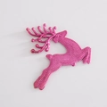 Metallic rose red reindeer ornament with textured dot finish and smooth antlers on white - Rose Red