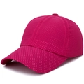 Magenta quick-dry mesh baseball cap with breathable six-panel design and curved brim - Adjustable / Rose Red