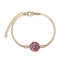 Detail of rose gold bangle with purple crystal cluster inlay and adjustable lobster clasp - Gold + Purple-Red Druzy