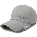Breathable grey mesh sports cap with fashion print and adjustable sun protection brim - Adjustable / Light Gray